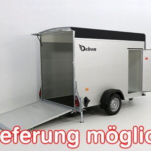 Debon Kofferanhänger C300 148x295cm H:190cm 1,3t, Alu, Polybug, Tür, schwarz-Neu – Bild 5