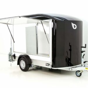 Debon Kofferanhänger C300 Sandwich 148x295cm H:190cm 1,3t, Alu, Polybug, Tür, Klappe, schwarz-Neu – Bild 4