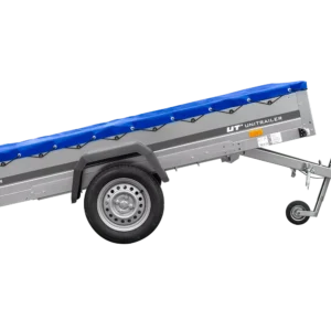 Einachsanhänger 264×150 UNITRAILER GARDEN 265 KIPP mit einem Flachplanenträger und blauer Plane-Neu – Bild 6