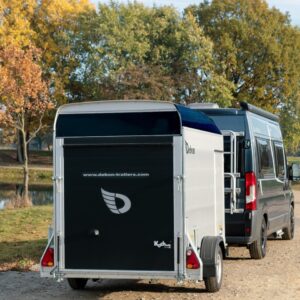 Debon Kofferanhänger C300 148x295cm H:190cm 1,3t, Alu, Polybug, Tür, schwarz-Neu – Bild 4